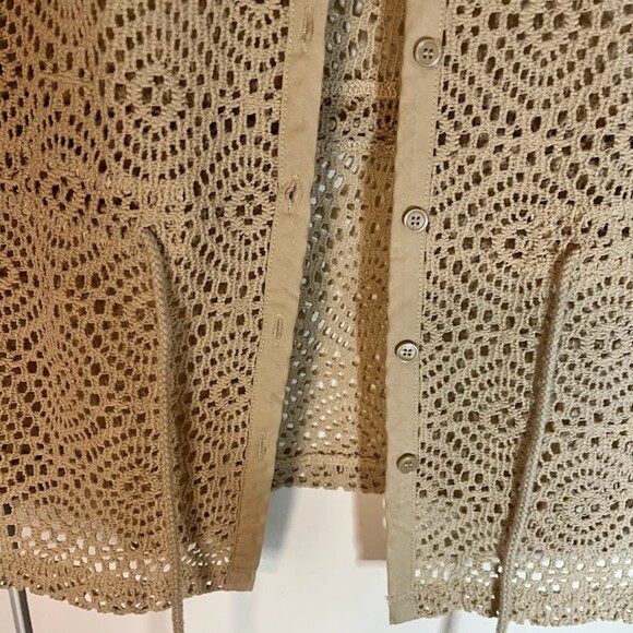 Michael by Michael Kors Business Casual Bohochic Oatmeal Crocheted Cardigan SzPS - Picture 4 of 4